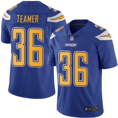 Los Angeles Chargers NFL Football Roderic Teamer Electric Blue Jersey Men Limited 36 Rush Vapor Untouchable